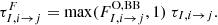 $$ \begin{aligned} \tau ^{F}_{I,i \rightarrow j}=\max (F^{\mathrm{O,BB} }_{I,i \rightarrow j},1)~\tau _{I,i \rightarrow j}. \end{aligned} $$