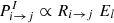 $ P^{I}_{i \rightarrow j} \propto R_{i \rightarrow j}~E_{l} $