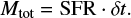 $ \begin{equation} \label{eq:Mtot} M_{\mathrm{tot}} = \mathrm{SFR} \cdot {\delta} t.\end{equation} $