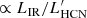 $ \propto {L_{{\rm{IR}}}}/L_{{\rm{HCN}}}^\prime $