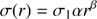 $$\begin{equation}\label{eq:rmsSPSUNDSCRrSPSUNDSCRPL}\sigma(r) = \sigma_1 \alpha r^{\beta}\end{equation}$$