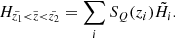 Mathematical equation: $$ \begin{aligned} H_{\tilde{z_1} < \tilde{z} < \tilde{z_2}} = \sum _i S_{Q}(z_i) \tilde{H}_i. \end{aligned} $$