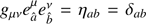 $ {g}_{\mu\nu}\mathit{e}_{\hat{a}}^{\mu}\mathit{e}_{\hat{b}}^{\nu}=\eta_{ab}=\delta_{ab} $