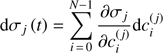 $$ \begin{aligned} {\mathrm{d} }\sigma _{j}\left(t\right)=\sum _{i\,=\,0}^{N-1} \frac{\partial \sigma _{j}}{\partial c_{i}^{\left(j\right)}}{\mathrm{d} }c_{i}^{\left(j\right)} \end{aligned} $$