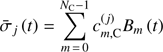 $$ \begin{aligned} \bar{\sigma }_{j}\left(t\right)&=\sum _{m\,=\,0}^{N_{\mathrm{C} }-1}c_{m,{\mathrm{C} }}^{\left(j\right)}B_{m}\left(t\right)\end{aligned} $$