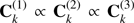 $ \mathbf C _{k}^{\left(1\right)} \propto \mathbf C _{k}^{\left(2\right)} \propto \mathbf C _{k}^{\left(3\right)} $