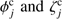 $ \phi _j^{\rm{c}}\,{\rm{and}}\,\zeta _j^{\rm{c}}\ $
