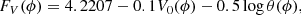 $$ \begin{aligned} F_V(\phi ) = 4.2207 - 0.1 V_0(\phi ) - 0.5 \log \theta (\phi ), \end{aligned} $$