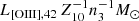 $ L_{\mathrm{[OIII], 42}}\,Z_{10}^{-1} n_{3}^{-1} M_{\odot} $