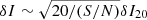 $ \delta I \sim \sqrt{20/{(S/N)}}\delta I_{20} $