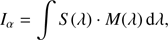 $$ \begin{aligned} I_{\alpha } = \int S(\lambda )\cdot M(\lambda )\,\mathrm{d}\lambda , \end{aligned} $$