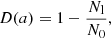 Mathematical equation: $$ \begin{aligned} D(a) = 1 - \frac{N_{\rm l}}{N_0}, \end{aligned} $$