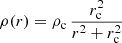 $$ \begin{aligned} \rho (r)=\rho _{\rm c} \,\frac{r_{\rm c}^2}{r^2+r_{\rm c}^2} \end{aligned} $$