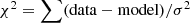 Mathematical equation: $ \chi^2 = \sum (\rm{data-model})/\sigma^2 $