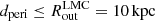 $ d_{\mathrm{peri}} \le R^{\mathrm{LMC}}_{\mathrm{out}} = 10\,\mathrm{kpc} $