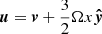 $ \boldsymbol{u}=\boldsymbol{v}+\frac{3}{2}\Omega x\boldsymbol{\hat{y}} $