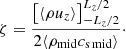$$ \begin{aligned} \zeta =\frac{\left[{\langle \rho u_z \rangle }\right]_{-L_z/2}^{L_z/2}}{2{\langle \rho _{\rm mid}c_{\rm s\,mid}\rangle }}\cdot \end{aligned} $$
