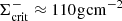 $ \Sigma _{{\rm{crit}}}^ - \approx 110{\mkern 1mu} {\rm{g}}{\mkern 1mu} {\rm{c}}{{\rm{m}}^{{\rm{ - 2}}}} $