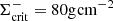 $ \Sigma _{{\rm{crit}}}^ - = 80{\rm{g}}{\mkern 1mu} {\rm{c}}{{\rm{m}}^{{\rm{ - 2}}}} $