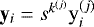 $\mathbf{y}_{i}=s^{k^{(j)}}\mathrm{y}_{i}^{(j)}$