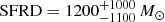 $ \mathrm{SFRD}=1200^{+1000}_{-1100}\,M_{\odot} $