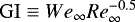 Mathematical equation: ${\rm{GI}} \equiv {{We}}_{\infty} {\mathop{Re}} _{\infty} ^{ - 0.5}$