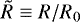 Mathematical equation: $\tilde R \equiv R/R_0$