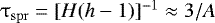 Mathematical equation: $\mathrm{\tau} _{{\rm{spr}}} = [H({{h}} - 1)]^{ - 1} \approx 3/A$