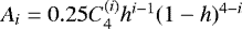 Mathematical equation: $A_i = 0.25C_4^{(i)} {{h}}^{i - 1} (1 - {{h}})^{4 - i} $