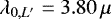 Mathematical equation: $\mathrm{\lambda}_{0,{L^{\prime}}}=3.80\,\mu$