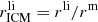 Mathematical equation: $ r_{\mathrm{ICM}}^{\mathrm{li}} = r^{\mathrm{li}}/r^{\mathrm{m}} $
