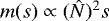 Mathematical equation: $m(s)\propto (\hat{N})^2 s$