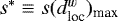 Mathematical equation: $s^*\equiv s(d^w_{\textrm{loc}})_{\textrm{max}}$
