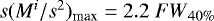 Mathematical equation: $s(M^i/s^2)_{\textrm{max}} = 2.2\;{FW}_{40\%}$