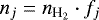 Mathematical equation: $n_{j} = n_{\textrm{H}_{2}}\cdot f_{j}$