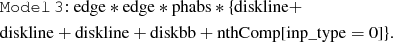 Mathematical equation: $$ \begin{aligned}&\mathtt{Model\,3{:}}\;{\mathrm{edge}} *{\mathrm{edge}} *{\mathrm{phabs}} *\{ {\mathrm{diskline}} +\\&{\mathrm{diskline}} + {\mathrm{diskline}} +{\mathrm{diskbb}} + {\mathrm{nthComp}}[{\mathrm{inp}}\_{\mathrm{type}}=0]\}. \end{aligned} $$