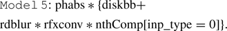 Mathematical equation: $$ \begin{aligned}&\mathtt{Model\,5{:}}\;\mathrm{{phabs}} *\{ \mathrm{{diskbb}} +\\&\mathrm{{rdblur}} * \mathrm{{rfxconv}} * \mathrm{{nthComp}}[\mathrm{{inp}}\_{\rm {type}}=0]\}. \end{aligned} $$