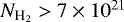 Mathematical equation: ${N_{\textrm{H}_{2}}}>7\times10^{21}$