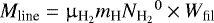 Mathematical equation: ${M_{\textrm{line}}}= \upmu_{\textrm{H}_2}m_{\textrm{H}} {N_{\textrm{H}_{2}}}^0 \times W_{\textrm{fil}}$