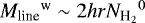 Mathematical equation: ${M_{\textrm{line}}}^{\textrm{w}}\sim2{hr}{N_{\textrm{H}_{2}}}^0$