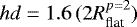 Mathematical equation: $hd=1.6\,(2R_{\textrm{flat}}^{p=2})$