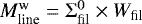 Mathematical equation: $M^{\textrm{w}}_{\textrm{line}}=\Sigma_{\textrm{fil}}^0 \times W_{\textrm{fil}} $
