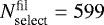 Mathematical equation: $N^{\textrm{fil}}_{\textrm{select}}=599$