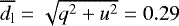 Mathematical equation: $\overline{d_{\textrm{l}}}=\sqrt{q^2+u^2}=0.29$