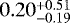 Mathematical equation: $0.20\substack{+0.51\\-0.19}$