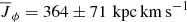 Mathematical equation: $ \overline{J}_\phi = 364\pm 71\,\rm\,kpc\,km\,s^{-1} $