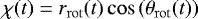 Mathematical equation: \begin{align*} \chi(t)\;{=}\;r_{\mathrm{rot}}(t) \cos{(\theta_{\mathrm{rot}}(t))} \end{align*}