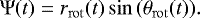 Mathematical equation: \begin{align*} \mathrm{\Psi}(t)\;{=}\;r_{\mathrm{rot}}(t) \sin{(\theta_{\mathrm{rot}}(t)).} \end{align*}