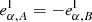 Mathematical equation: $ e^{\mathrm{I}}_{\alpha,A} = - e^{\mathrm{I}}_{\alpha,B} $