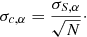 Mathematical equation: $$ \begin{aligned} \sigma _{c,\alpha } = \frac{ \sigma _{S,\alpha }}{\sqrt{N}}\cdot \end{aligned} $$